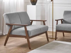 2 Seater Fabric Sofa Grey Asnes