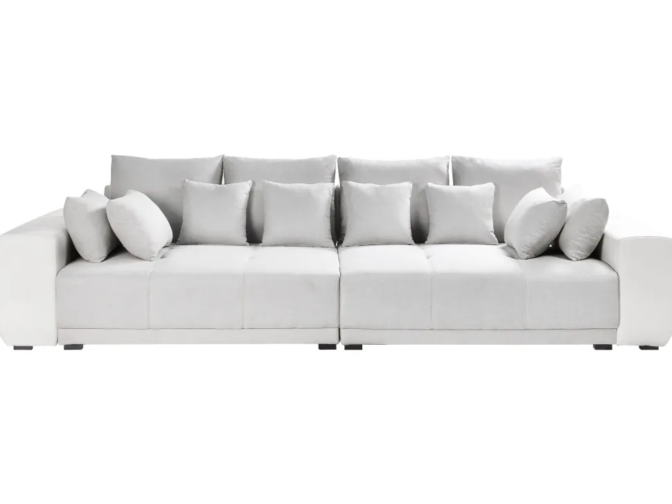 4 Seater Fabric Sofa Light Grey And Light Beige Torpo