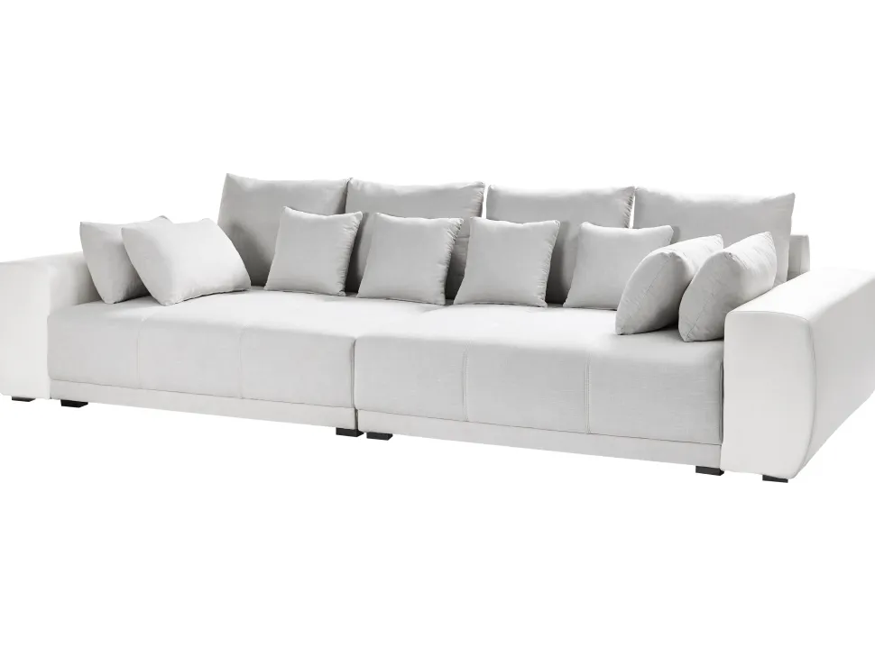 4 Seater Fabric Sofa Light Grey And Light Beige Torpo