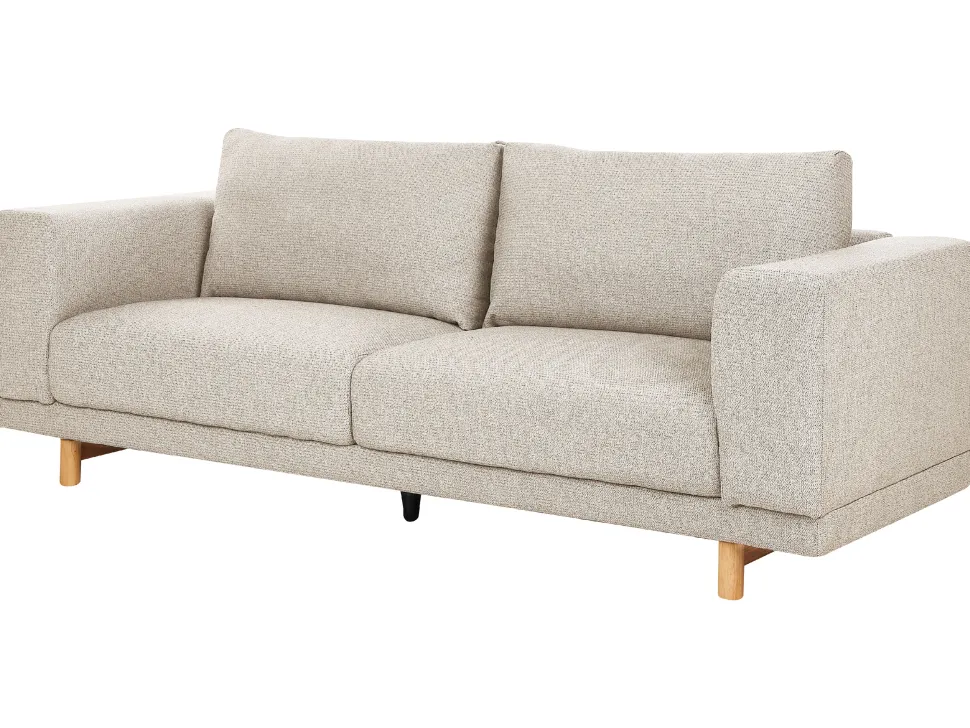 3 Seater Fabric Sofa Light Beige Nivala