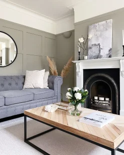 3 Seater Fabric Sofa Light Grey Chesterfield