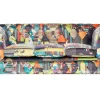 3 Seater Fabric Sofa Patchwork Green And Yellow Chesterfield