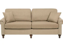 3 Seater Fabric Sofa Sand Beige Otra