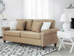 3 Seater Fabric Sofa Sand Beige Otra