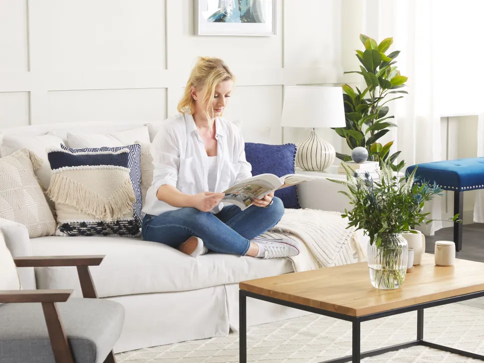 3 Seater Fabric Sofa White Gilja