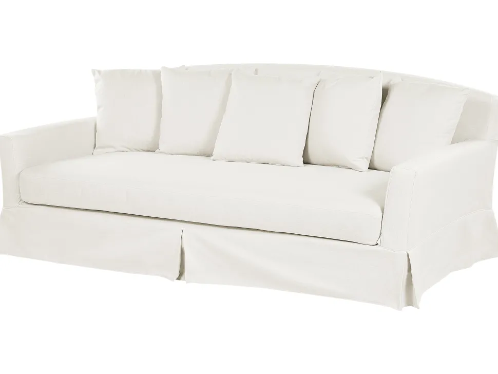 3 Seater Fabric Sofa White Gilja