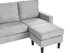 3 Seater Fabric Sofa With Ottoman Light Grey Avesta