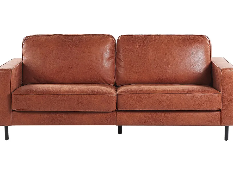 3 Seater Faux Leather Golden Brown Savalen