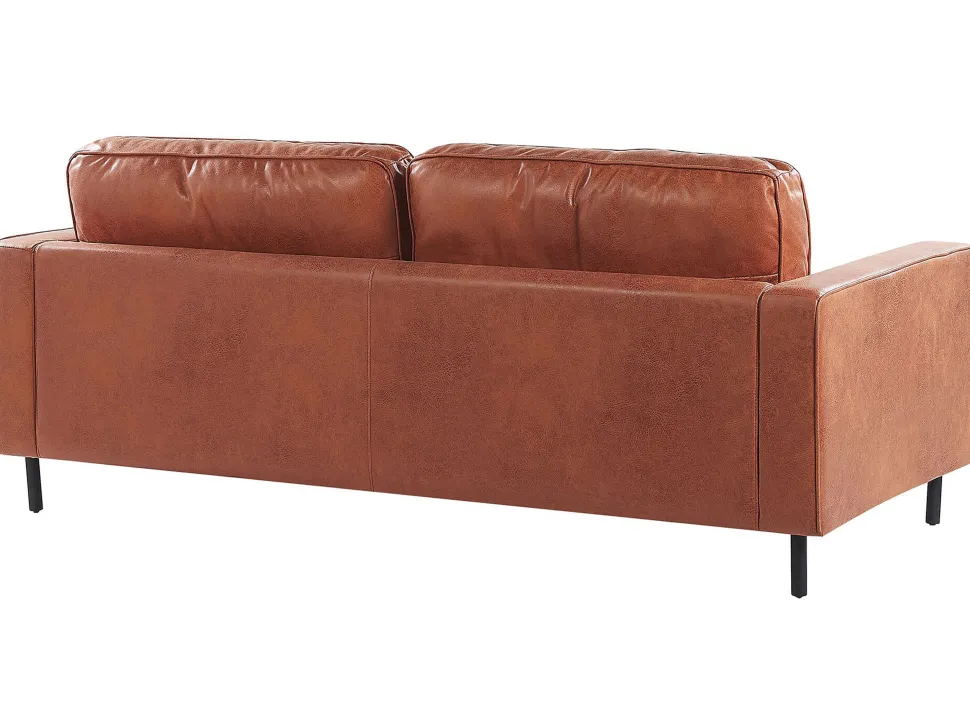 3 Seater Faux Leather Golden Brown Savalen