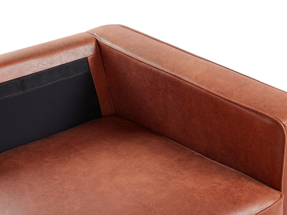 3 Seater Faux Leather Golden Brown Savalen