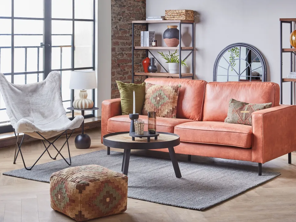 3 Seater Faux Leather Golden Brown Savalen