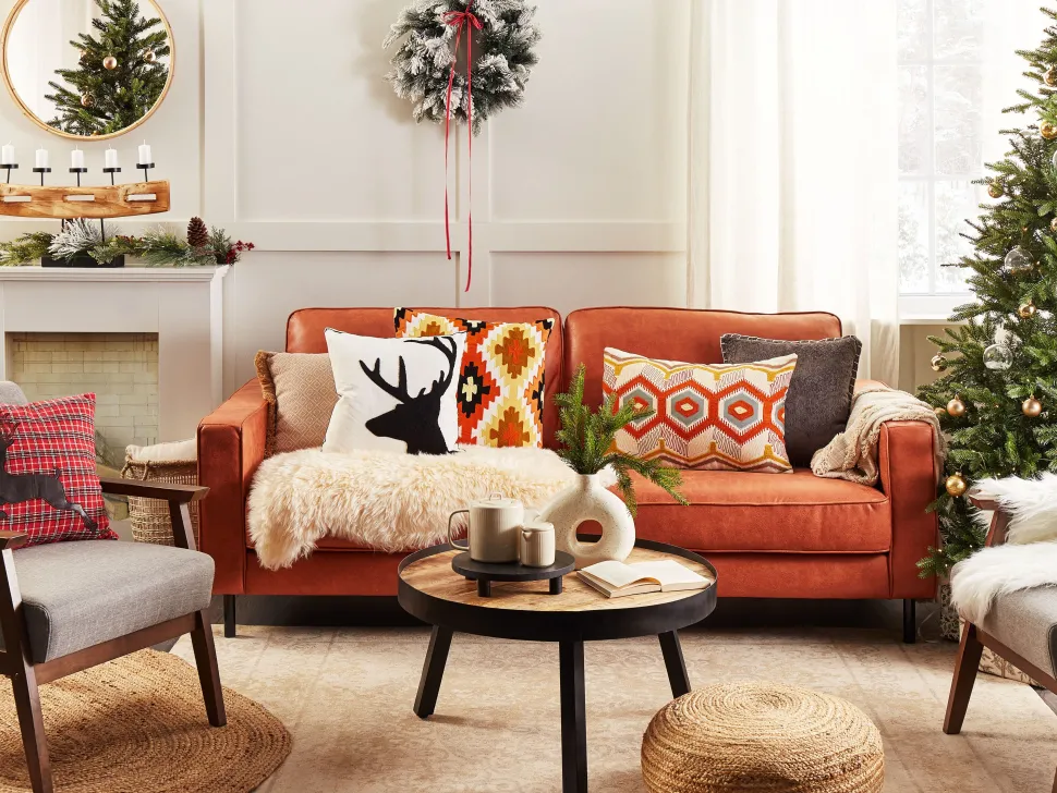 3 Seater Faux Leather Golden Brown Savalen