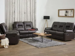 2 Seater Faux Leather Manual Recliner Sofa Brown Bergen