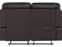 2 Seater Faux Leather Manual Recliner Sofa Brown Bergen