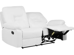 2 Seater Faux Leather Manual Recliner Sofa White Bergen