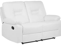 2 Seater Faux Leather Manual Recliner Sofa White Bergen