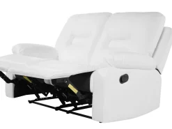 2 Seater Faux Leather Manual Recliner Sofa White Bergen