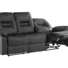 3 Seater Faux Leather Manual Recliner Sofa Black Bergen