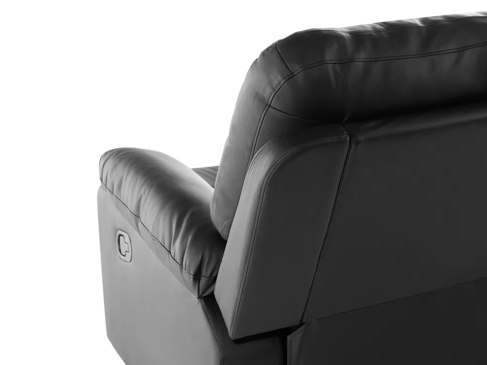 3 Seater Faux Leather Manual Recliner Sofa Black Bergen