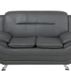 2 Seater Faux Leather Sofa Grey Leira