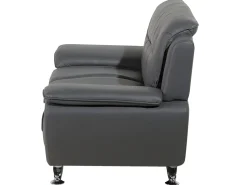 2 Seater Faux Leather Sofa Grey Leira