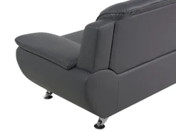 2 Seater Faux Leather Sofa Grey Leira