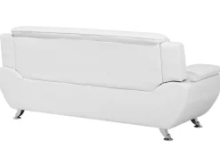 3 Seater Faux Leather Sofa White Leira