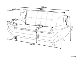 3 Seater Faux Leather Sofa White Leira