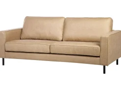 3 Seater Faux Leather Sofa Beige Savalen