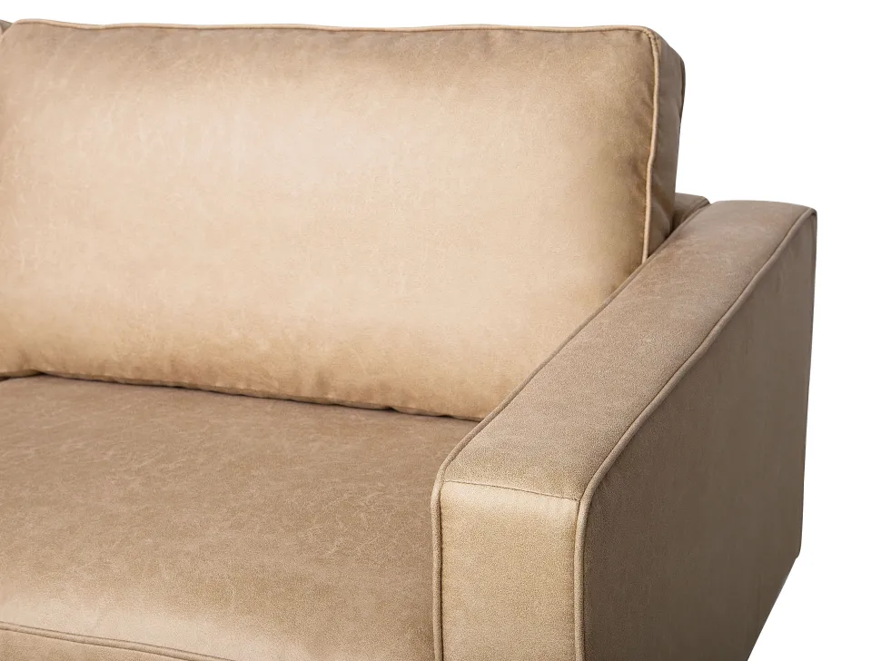 3 Seater Faux Leather Sofa Beige Savalen