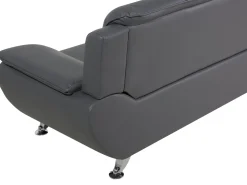 3 Seater Faux Leather Sofa Grey Leira