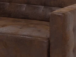 3 Seater Faux Leather Sofa Bed Brown Aberdeen