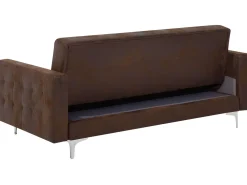 3 Seater Faux Leather Sofa Bed Brown Aberdeen