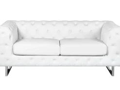 2 Seater Faux Leather Sofa White Vissland
