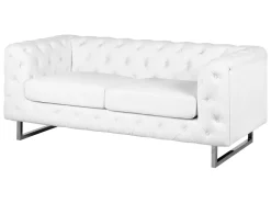 2 Seater Faux Leather Sofa White Vissland