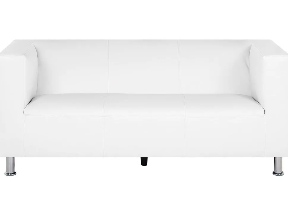 3 Seater Faux Leather Sofa White Floro