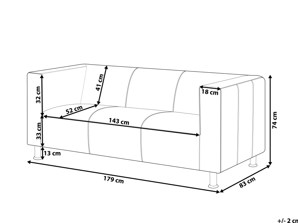 3 Seater Faux Leather Sofa White Floro
