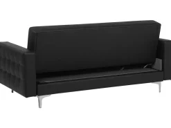 3 Seater Faux Leather Sofa Bed Black Aberdeen