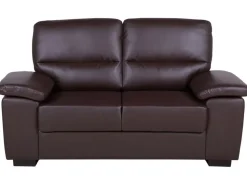 2 Seater Faux Leather Sofa Brown Vogar