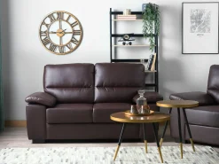 2 Seater Faux Leather Sofa Brown Vogar