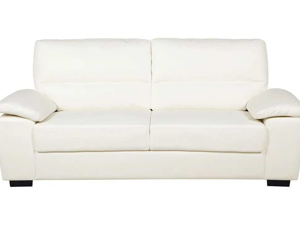 3 Seater Faux Leather Sofa Cream Vogar