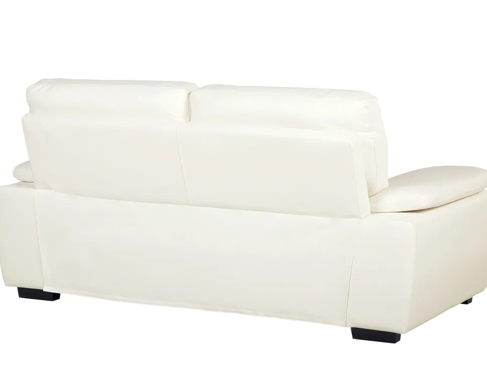 3 Seater Faux Leather Sofa Cream Vogar