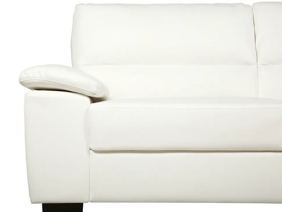 3 Seater Faux Leather Sofa Cream Vogar