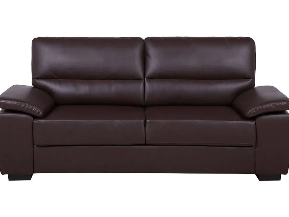 3 Seater Faux Leather Sofa Brown Vogar