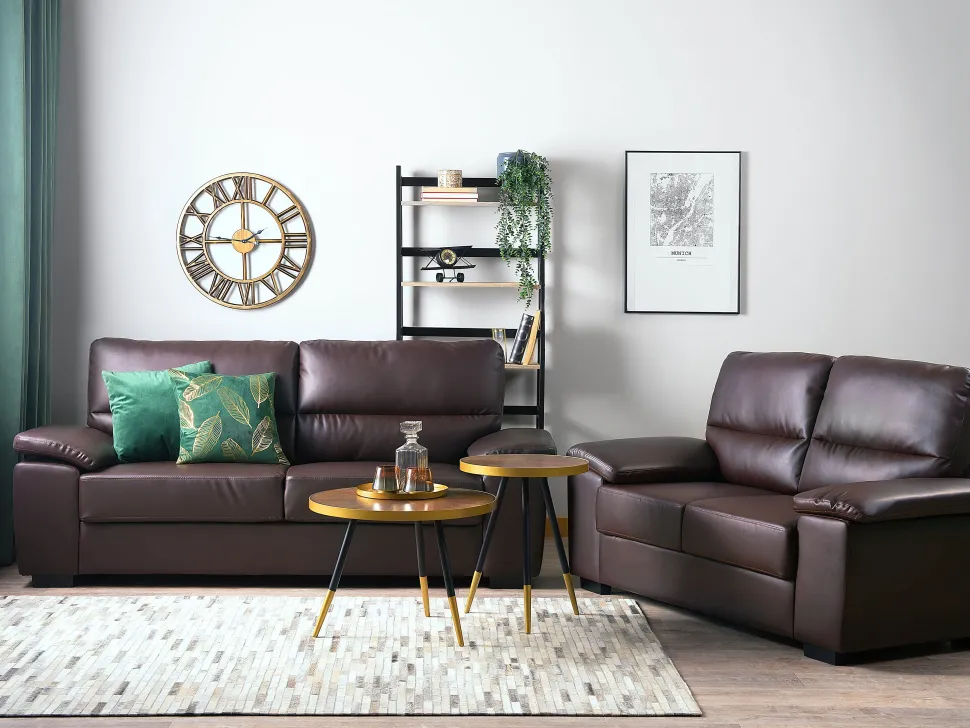 3 Seater Faux Leather Sofa Brown Vogar