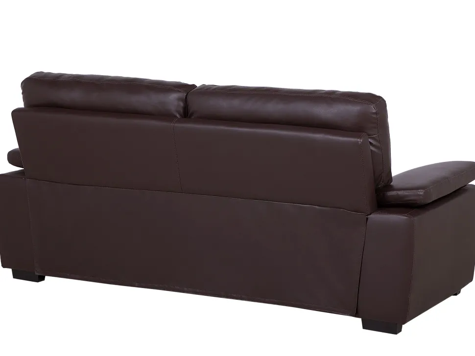 3 Seater Faux Leather Sofa Brown Vogar