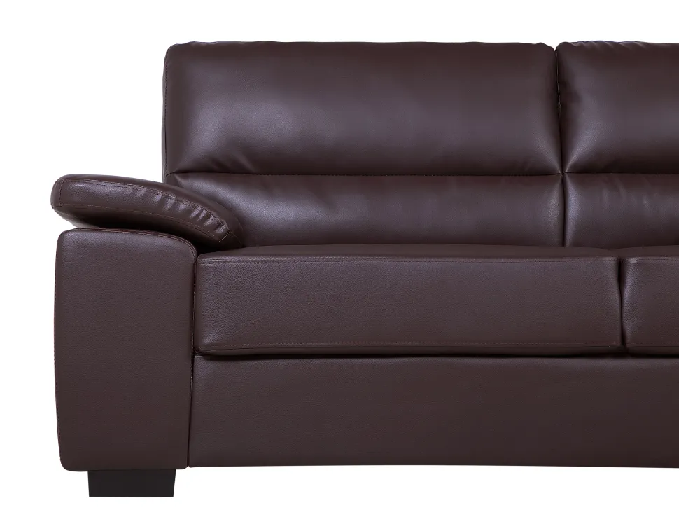 3 Seater Faux Leather Sofa Brown Vogar