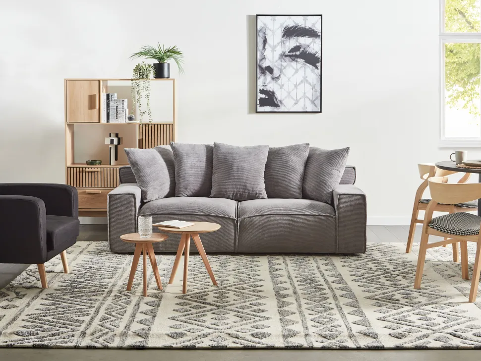 3 Seater Jumbo Cord Sofa Dark Grey Viskan