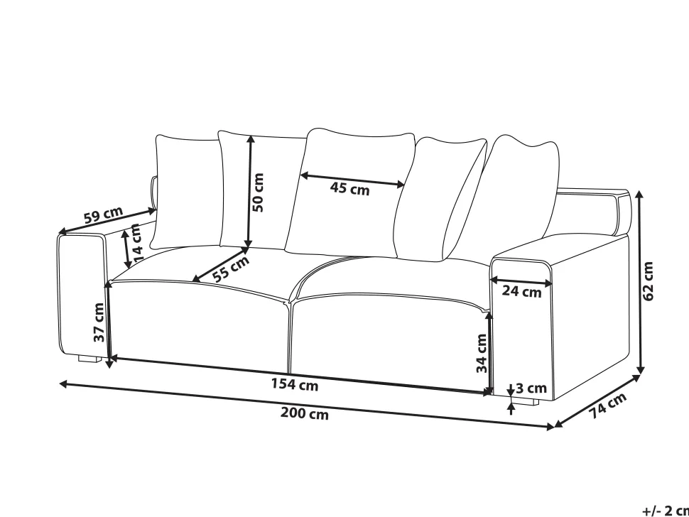 3 Seater Jumbo Cord Sofa Dark Grey Viskan