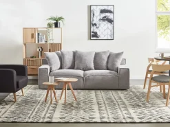 3 Seater Jumbo Cord Sofa Light Grey Viskan